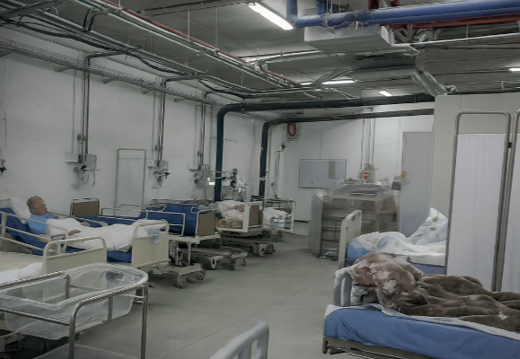 Current storage area used as emergency ward during attacks